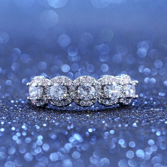 💝 Super Dainty Flower CZ Garland Silver Ring for Women, VIP491 - Picture 1 of 10